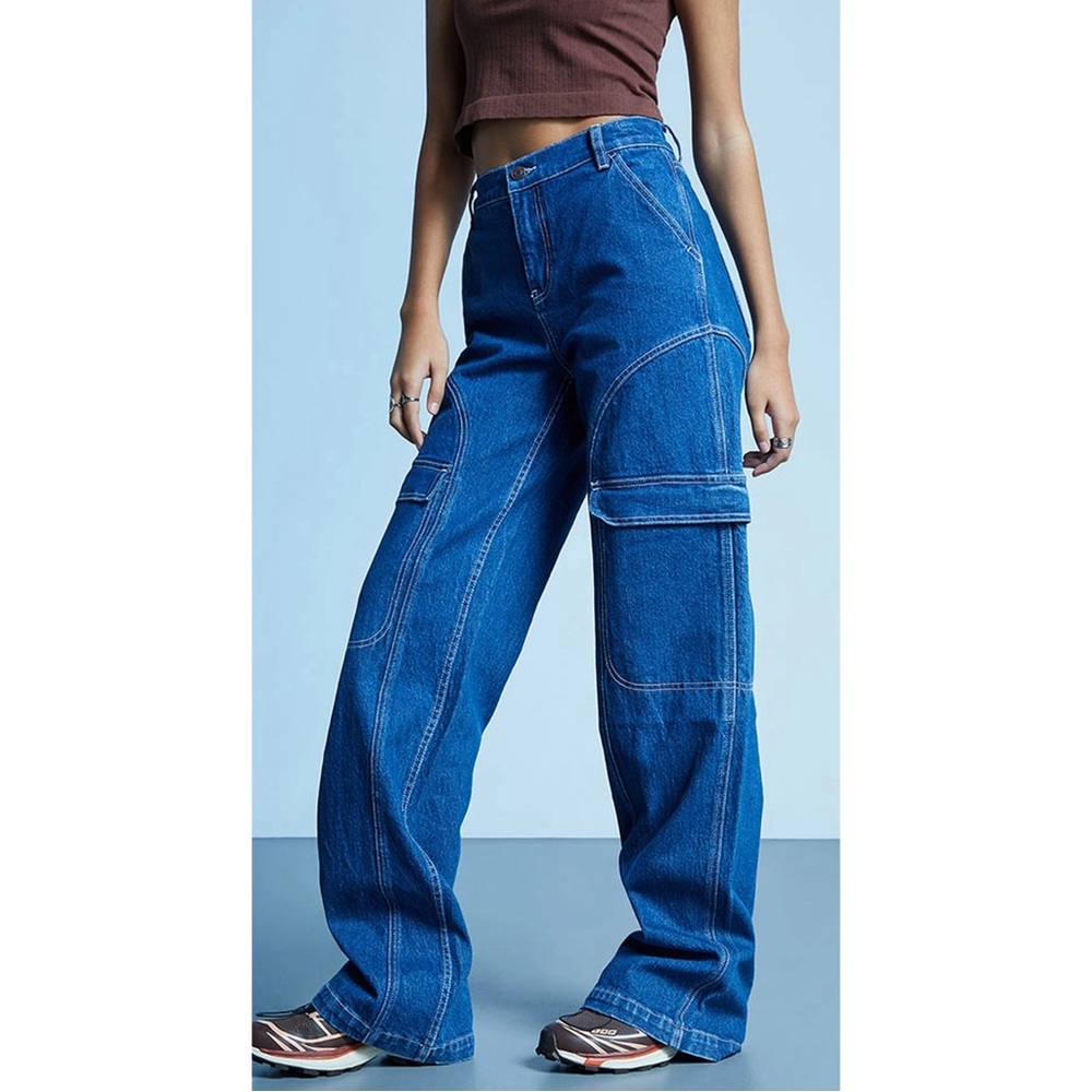 PacSun Dark Blue High Waisted Baggy Skate Pants 90 Style Pants Women’s Size 26